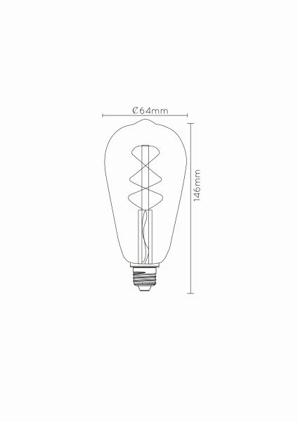 Lucide ST64 TWILIGHT SENSOR - Ampoule filament - Ø 6,4 cm - LED - E27 - 1x4W 2200K - Détecteur Jour/Nuit - Ambre - technique